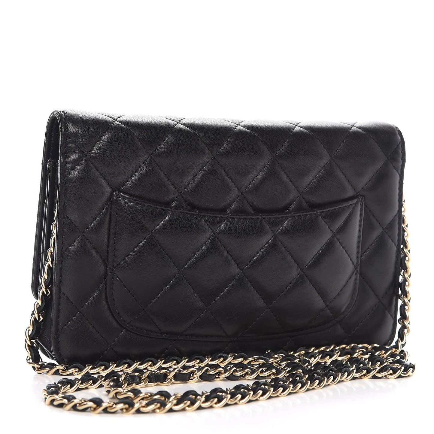 Lambskin Quilted Wallet On Chain WOC Black