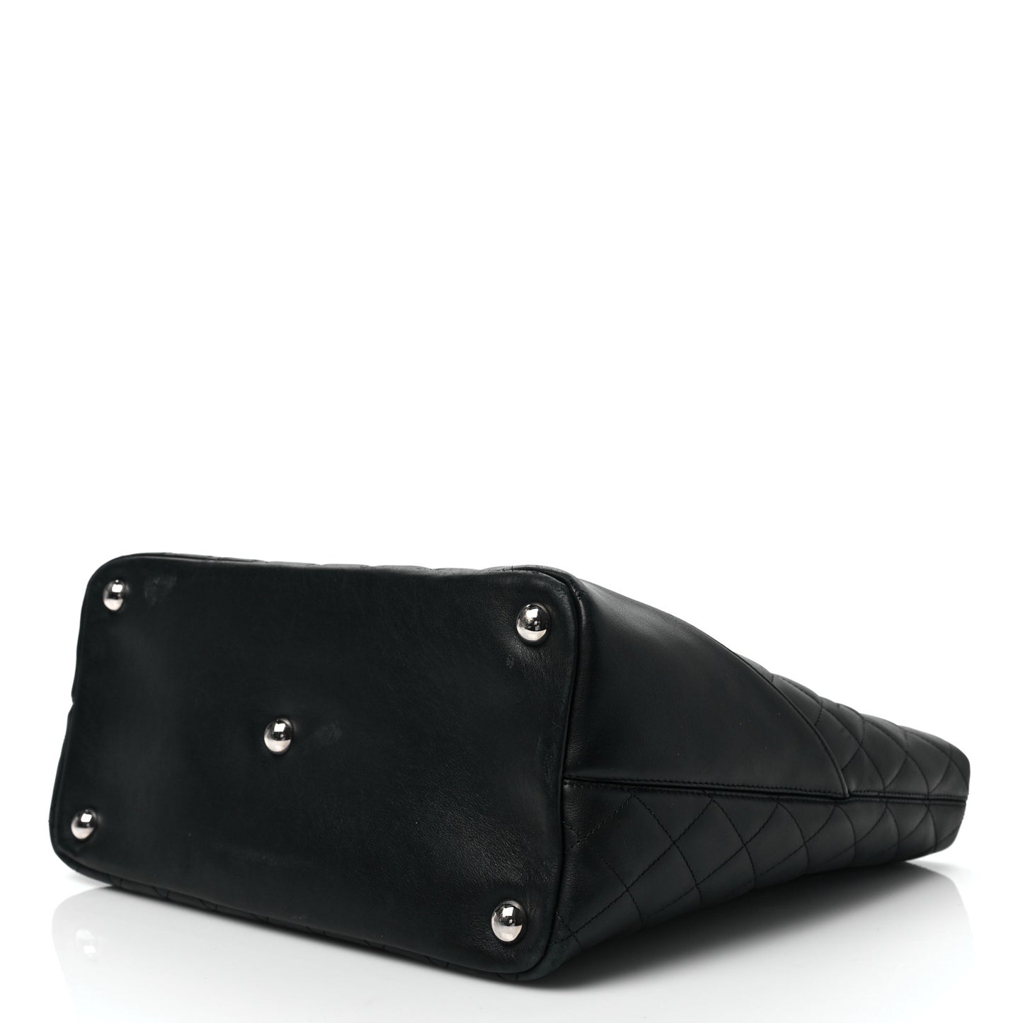 Calfskin Quilted Large Cambon Tote Black White