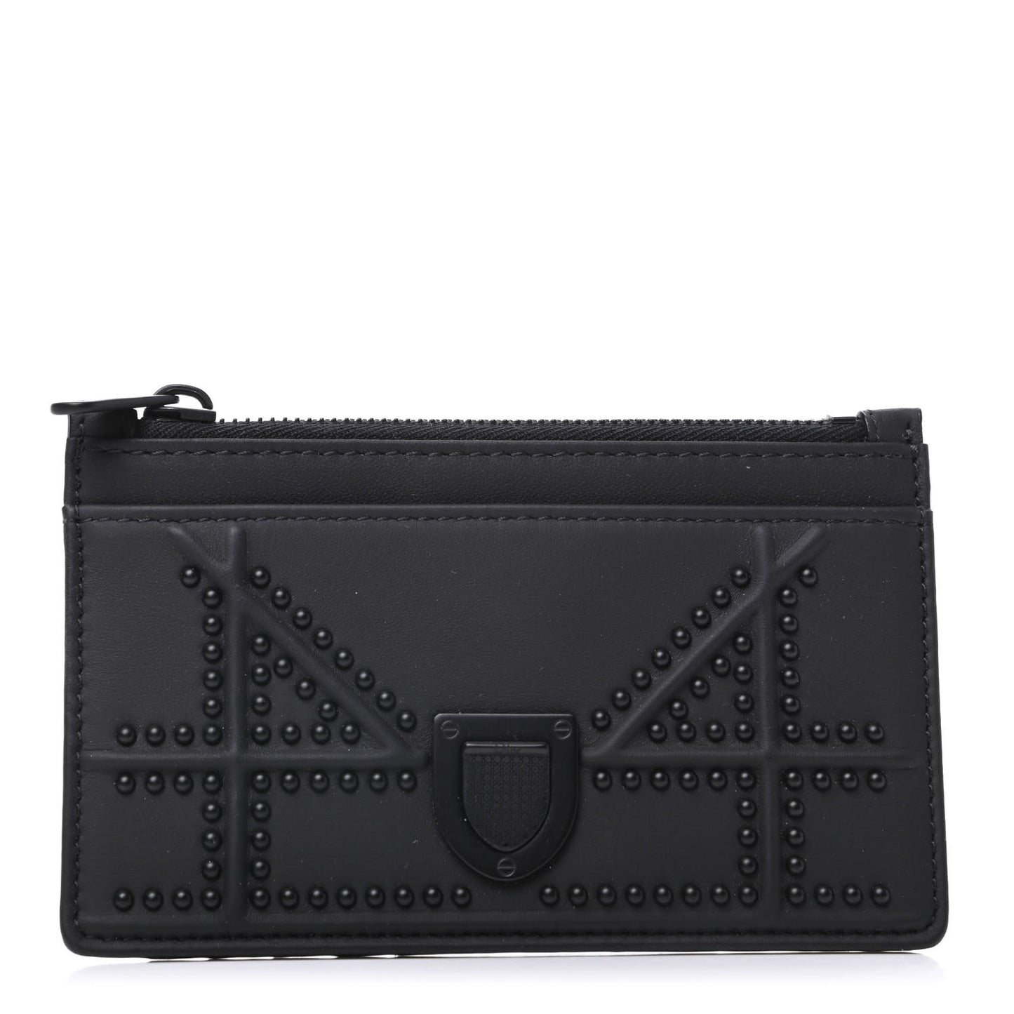 Ultra Matte Calfskin Studded Diorama Card Holder Black