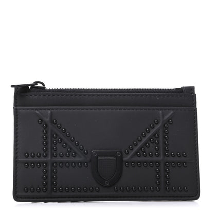 Christian Dior Ultra Matte Calfskin Studded Diorama Card Holder Black 1 of 6