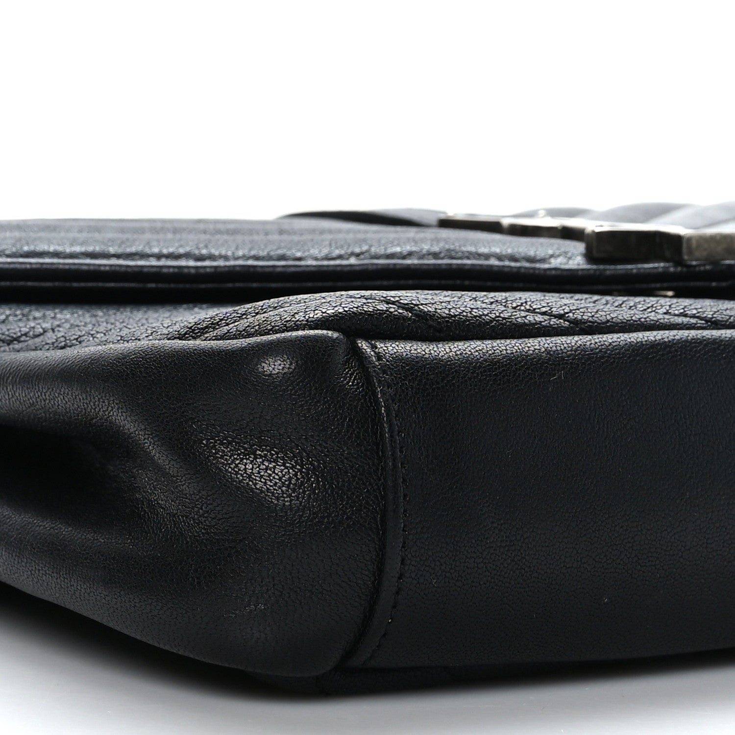 Saint Laurent Sheepskin Matelasse Chevron Monogram Medium College Bag Black 8 of 9