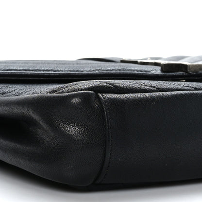 Saint Laurent Sheepskin Matelasse Chevron Monogram Medium College Bag Black 8 of 9