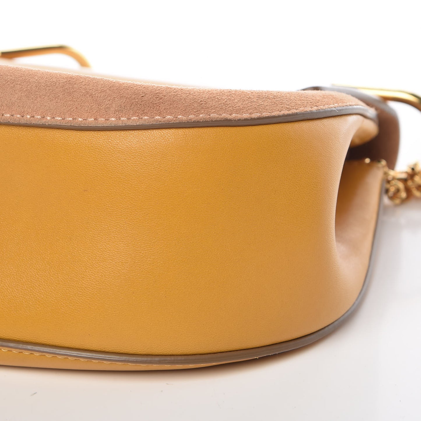 Suede Smooth Calfskin Drew Shoulder Bag Wet Sand Sunflower