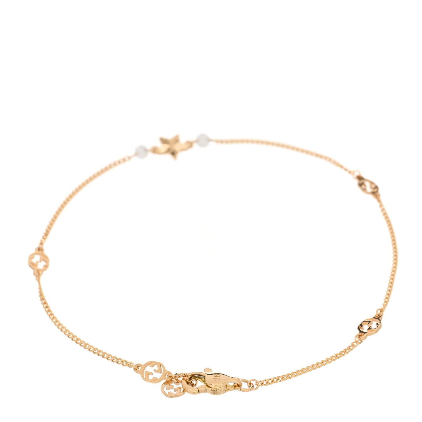 18K Yellow Gold Diamond Star GG Station Bracelet