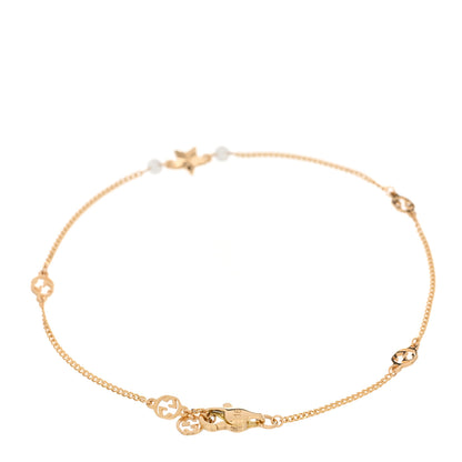 Gucci 18K Yellow Gold Diamond Star GG Station Bracelet 2 of 3