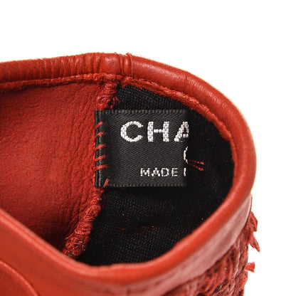 Chanel Lambskin Tweed Fingerless Gloves 7 Red 3 of 8