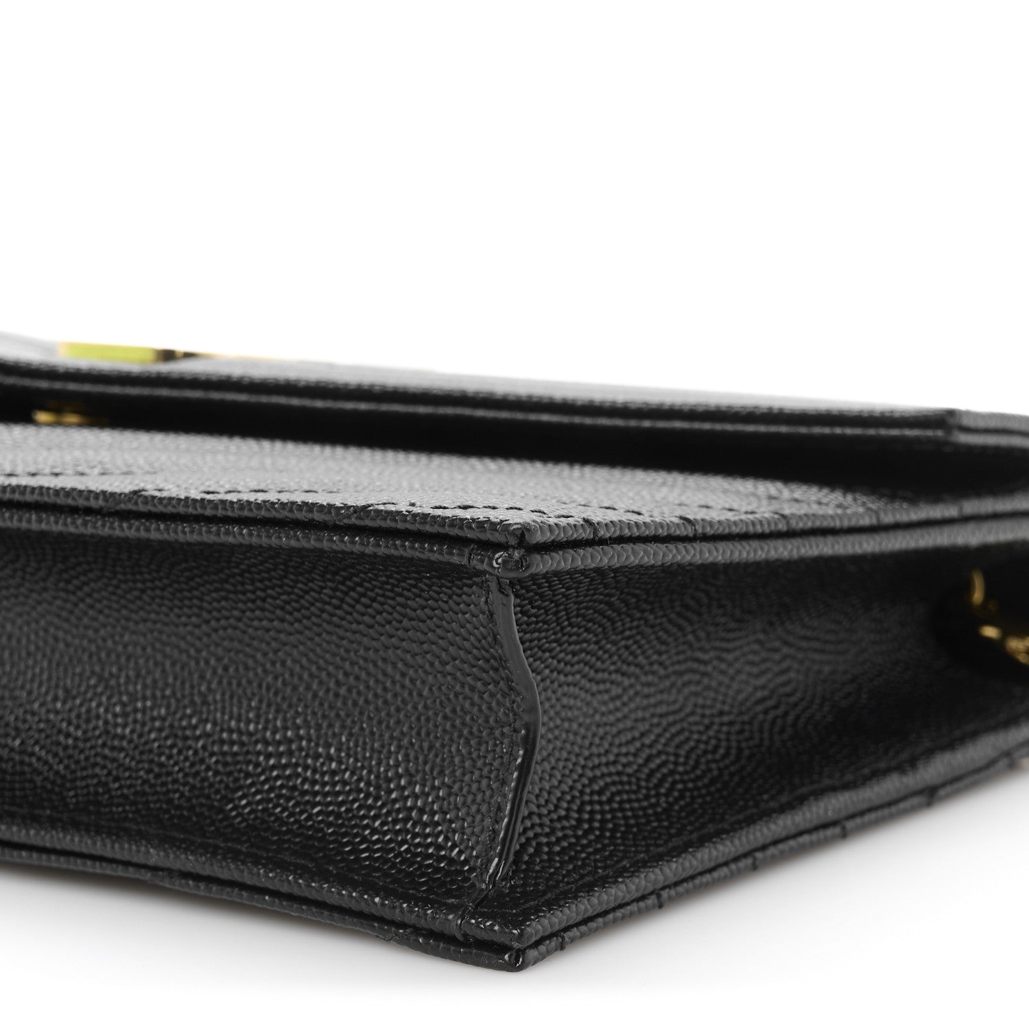 Saint Laurent Grain De Poudre Matelasse Chevron Monogram Envelope Chain Wallet Black 10 of 10
