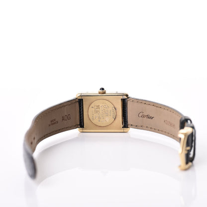 Cartier Sterling Silver Vermeil Lizard 23mm Must de Cartier Tank Manual Winding Watch Blue 5 of 6