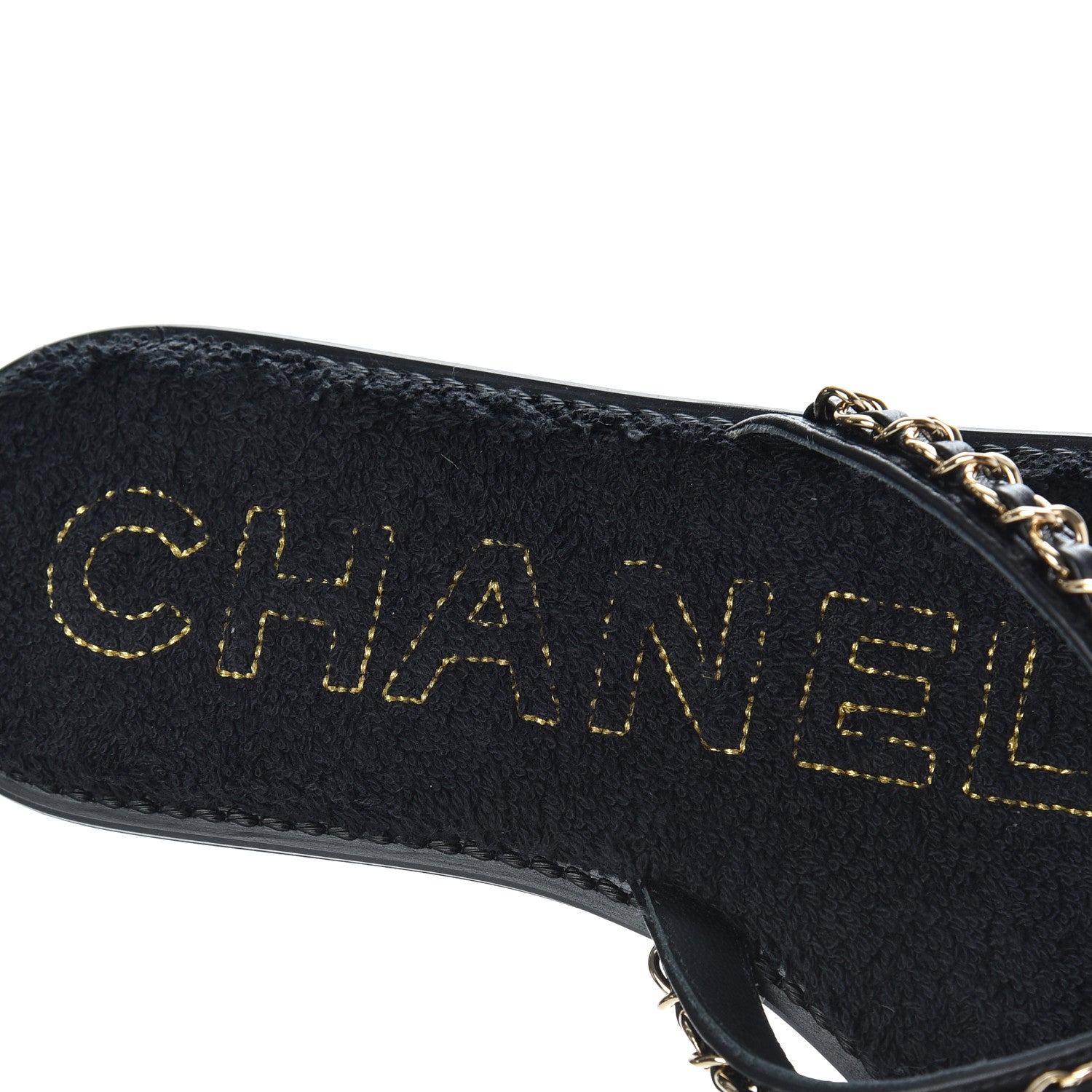 Chanel Lambskin CC Chain Thong Sandals 38 Black 6 of 9