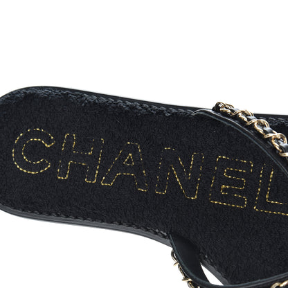 Chanel Lambskin CC Chain Thong Sandals 38 Black 6 of 9