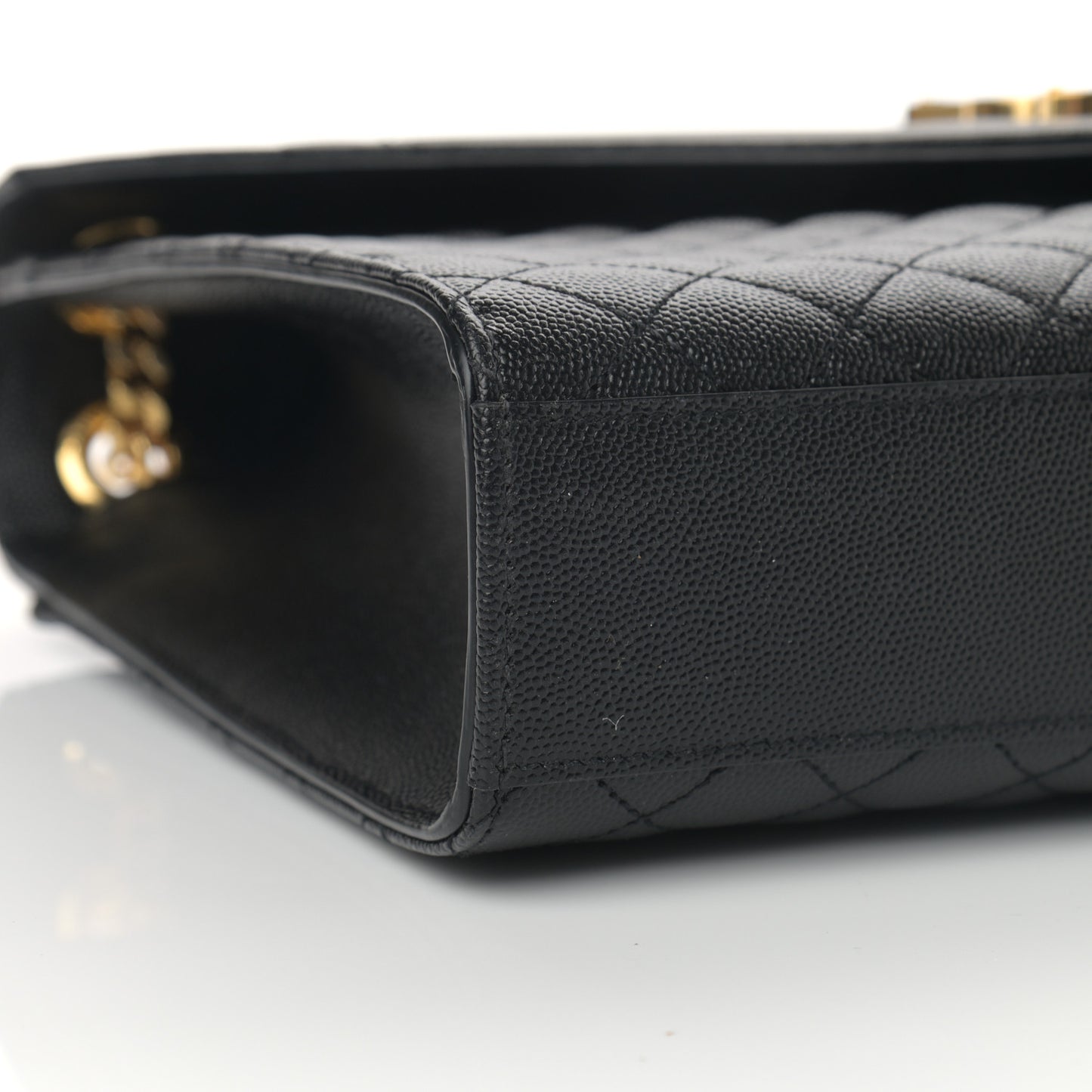 Grain De Poudre Textured Mixed Matelasse Large Triquilt Monogram Satchel Black