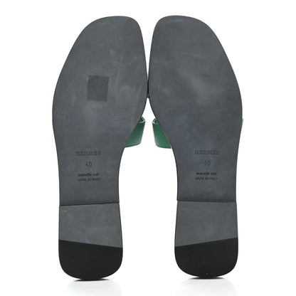 Hermes Epsom Oran Sandals 40 Malachite 5 of 8