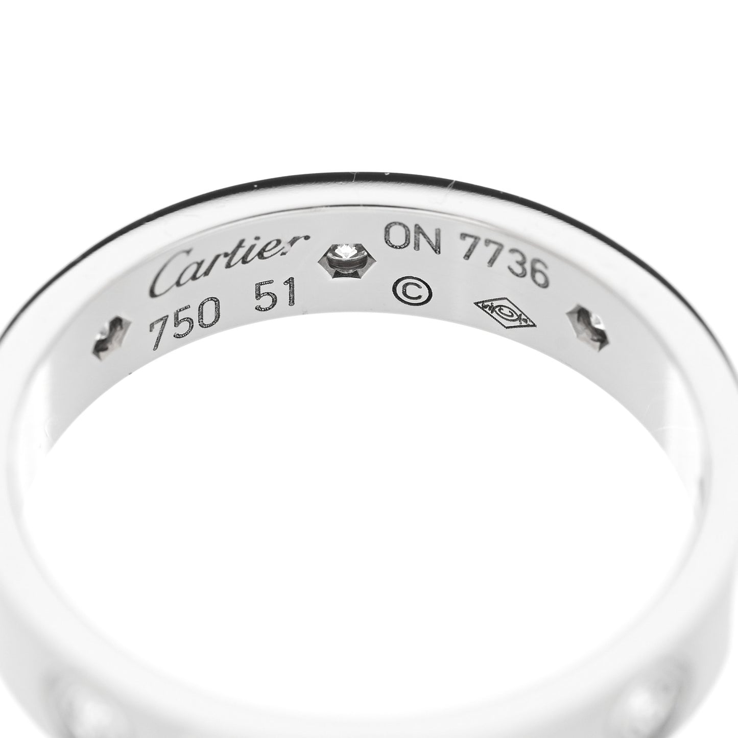 18K White Gold 8 Diamond 4mm Wedding Band LOVE Ring 51 5.75
