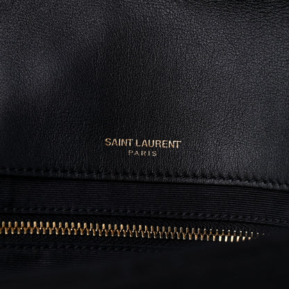 Saint Laurent Cotton Embroidered Rive Gauche Noe Chain Bag Black Beige 7 of 9