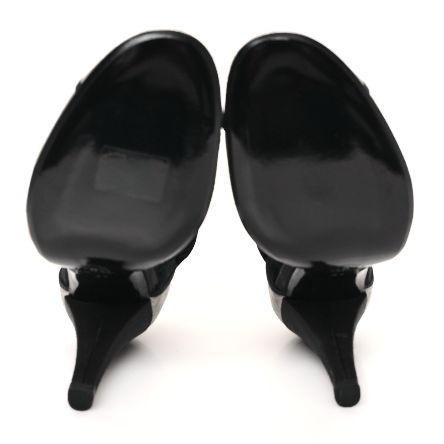 Chanel Satin Quilted Mary Jane Pumps 37 Grey 6 of 10