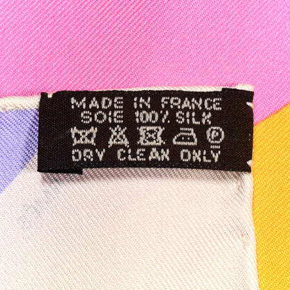 Hermes Silk Centered Rhyme de Elaine Lustig Cohen Scarf 90 Creme Jaune Rose 2 of 4