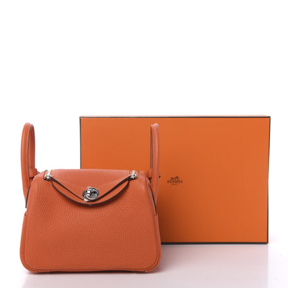 Hermes Taurillon Clemence Mini Lindy 20 Feu 11 of 11