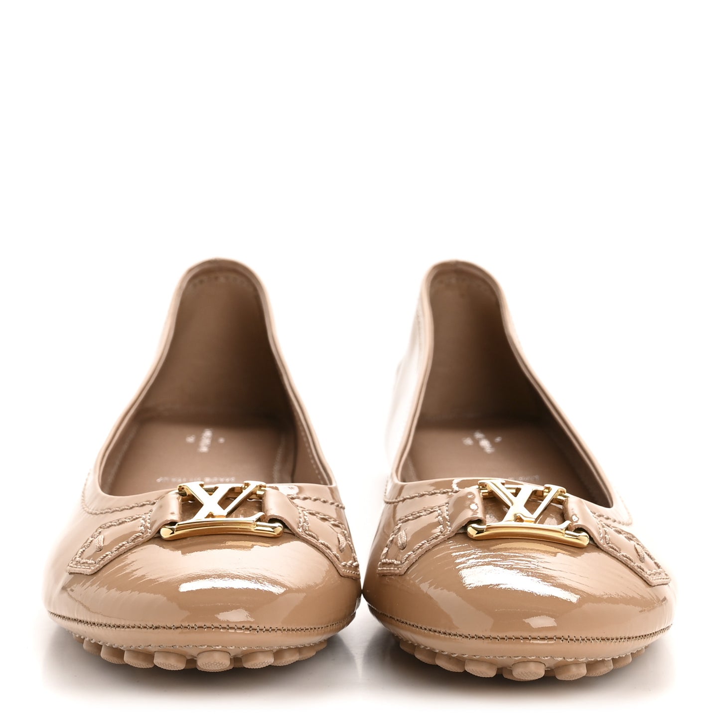 Patent Calfskin Womens Oxford Ballerina Flats 40.5 Rose Poudre
