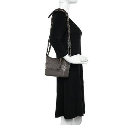 Chanel Aged Calfskin Quilted Small Gabrielle Hobo Grey 2 of 10