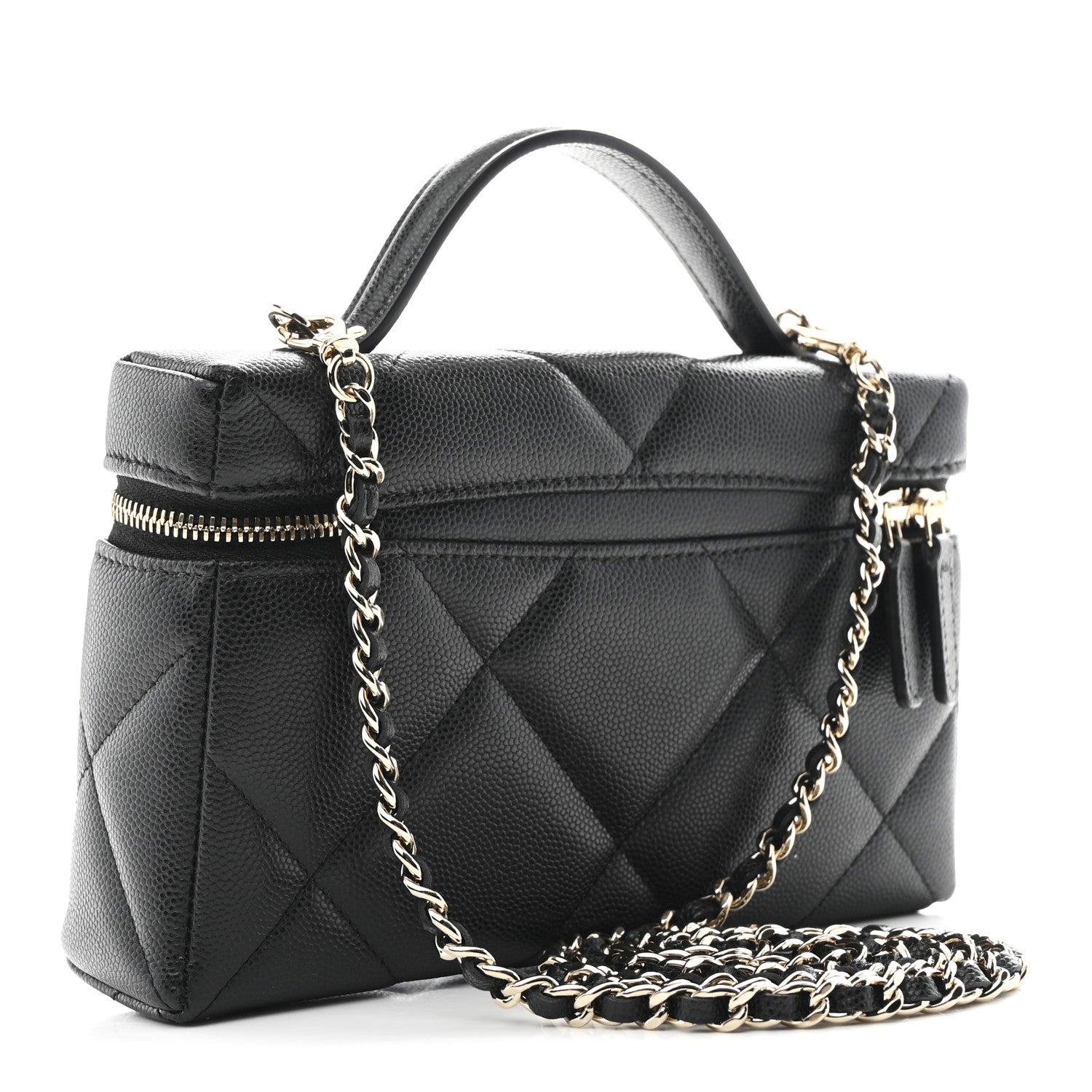 Chanel Caviar Quilted Top Handle Slim Vanity With Chain Black 2 of 10