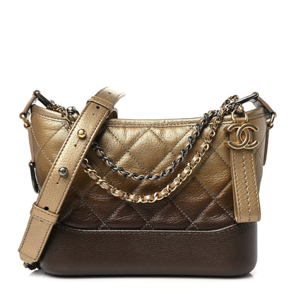 Chanel Metallic Goatskin Quilted Small Gabrielle Hobo Gold Bronze 1 of 10