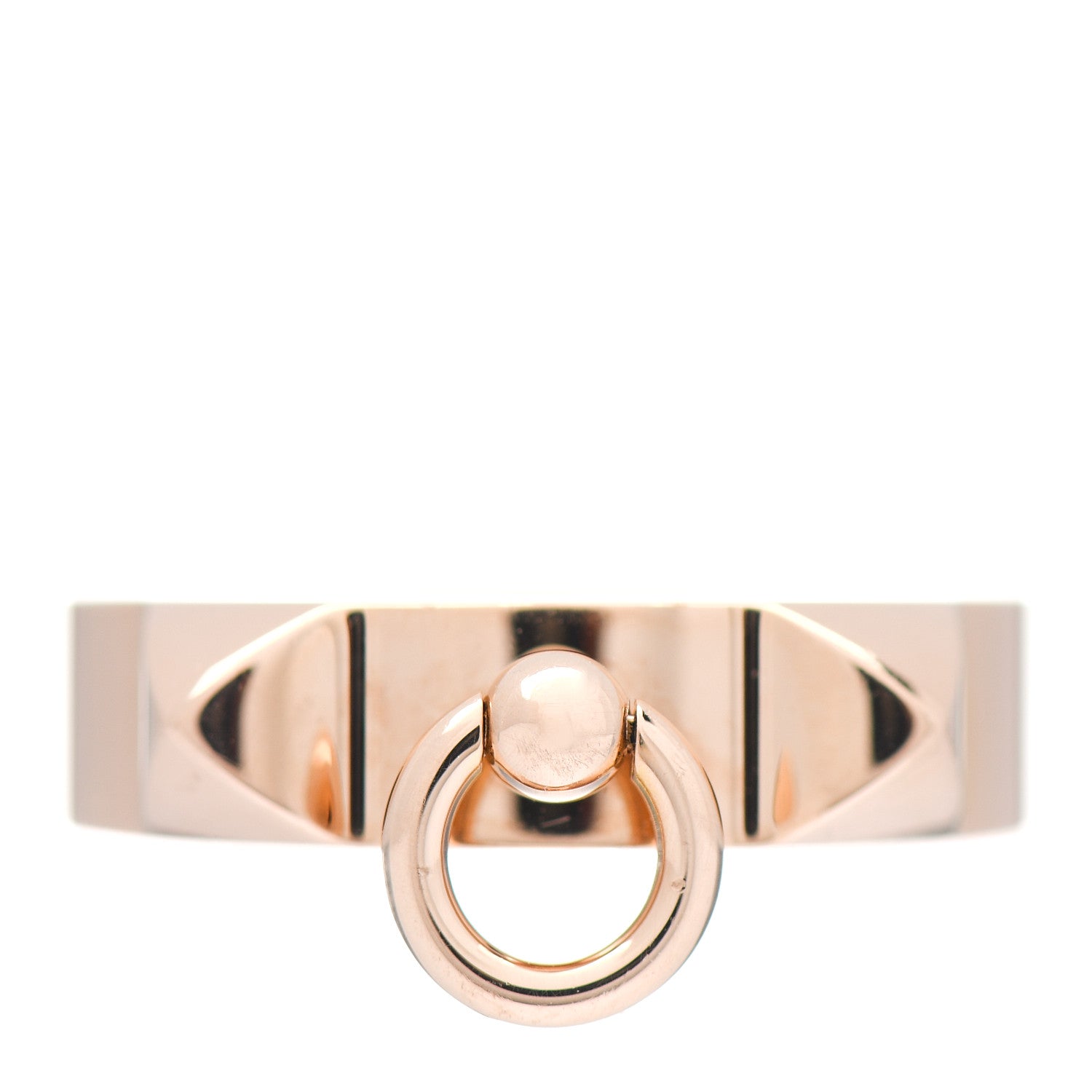 Hermes 18K Rose Gold PM Collier De Chien Ring 54 7 1 of 5