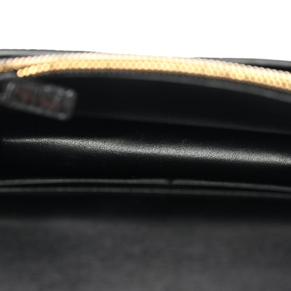 Saint Laurent Calfskin Crocodile Embossed Monogram Sunset Top Handle Chain Wallet Black 5 of 11