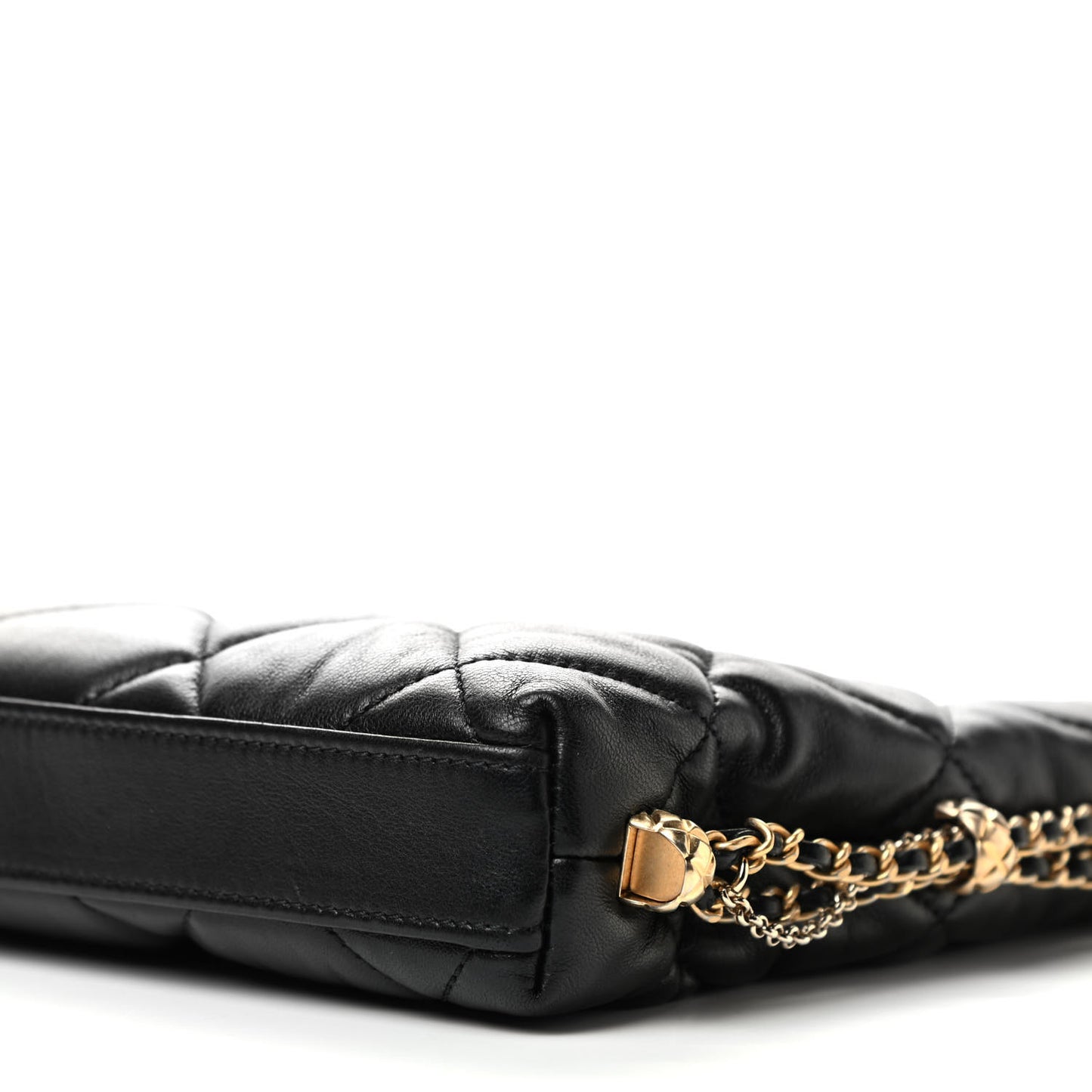 Lambskin Quilted Crush on Chains Hobo Black