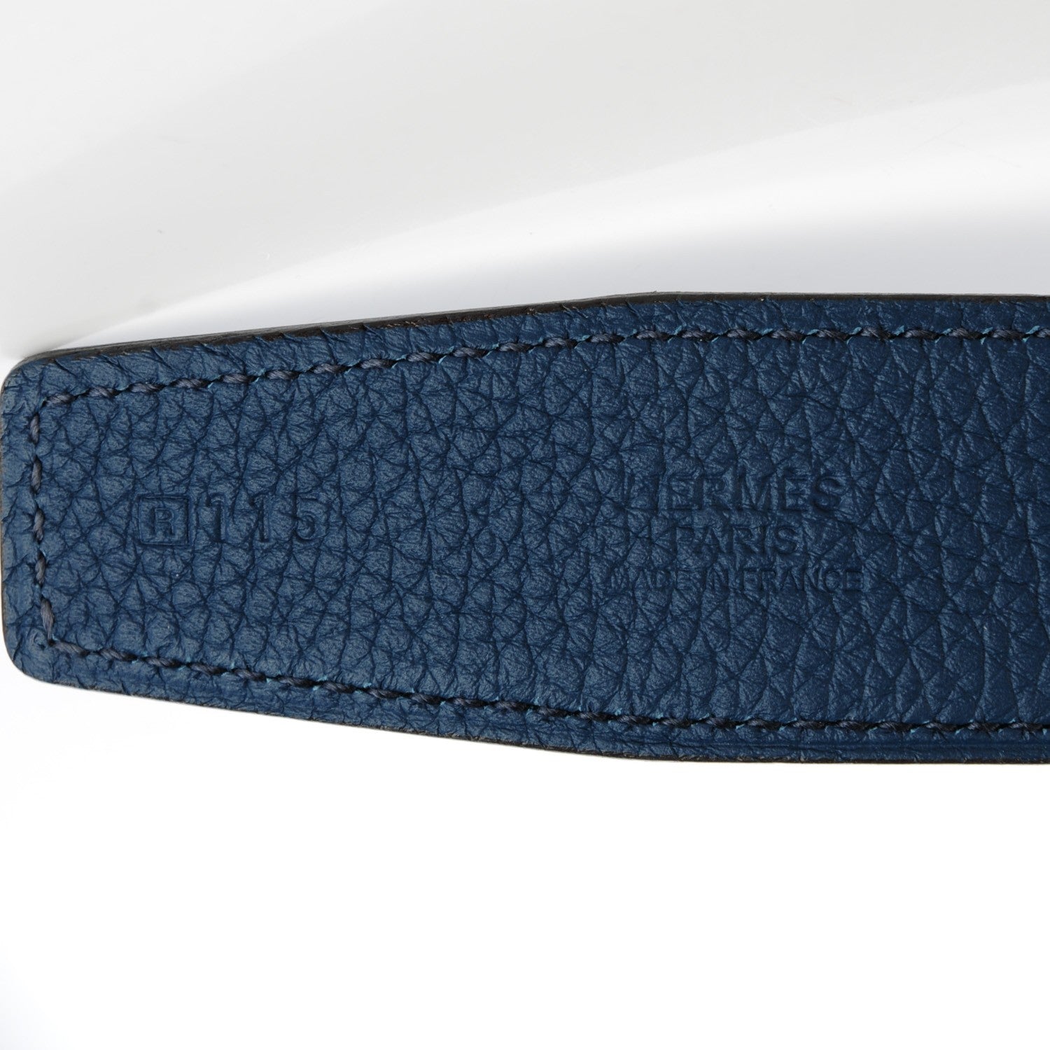 Hermes Box Togo 32mm Calandre H Belt 115 Bleu Ocean 6 of 16