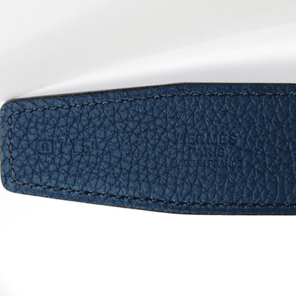 Hermes Box Togo 32mm Calandre H Belt 115 Bleu Ocean 6 of 16