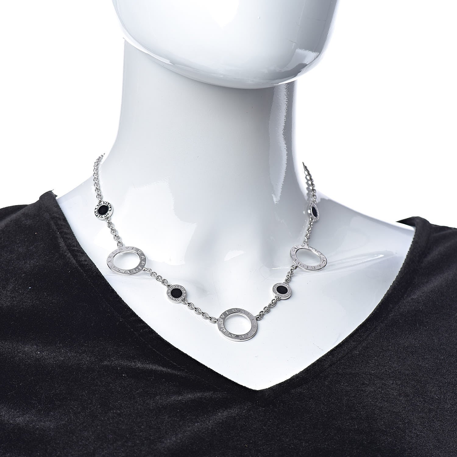 Bulgari 18K White Gold Black Onyx Sautoir Pendant Necklace 2 of 6