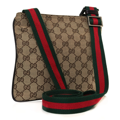 Gucci Monogram Web Small Flat Messenger Bag Brown 3 of 12