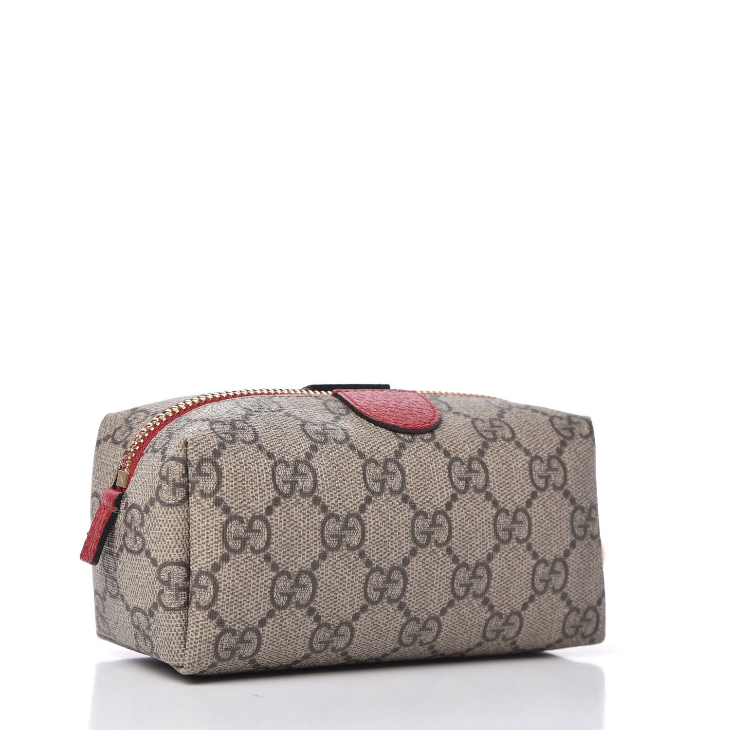 Gucci Soft GG Supreme Monogram Calfskin Small Ophidia Cosmetic Case Beige Ebony Hibiscus Red 3 of 10