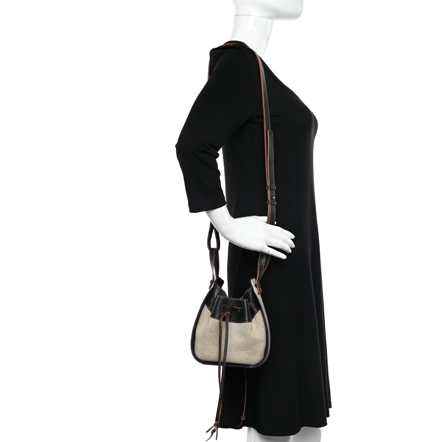 Loewe Calfskin Canvas Mini Hammock Shoulder Bag Mink Black 2 of 11
