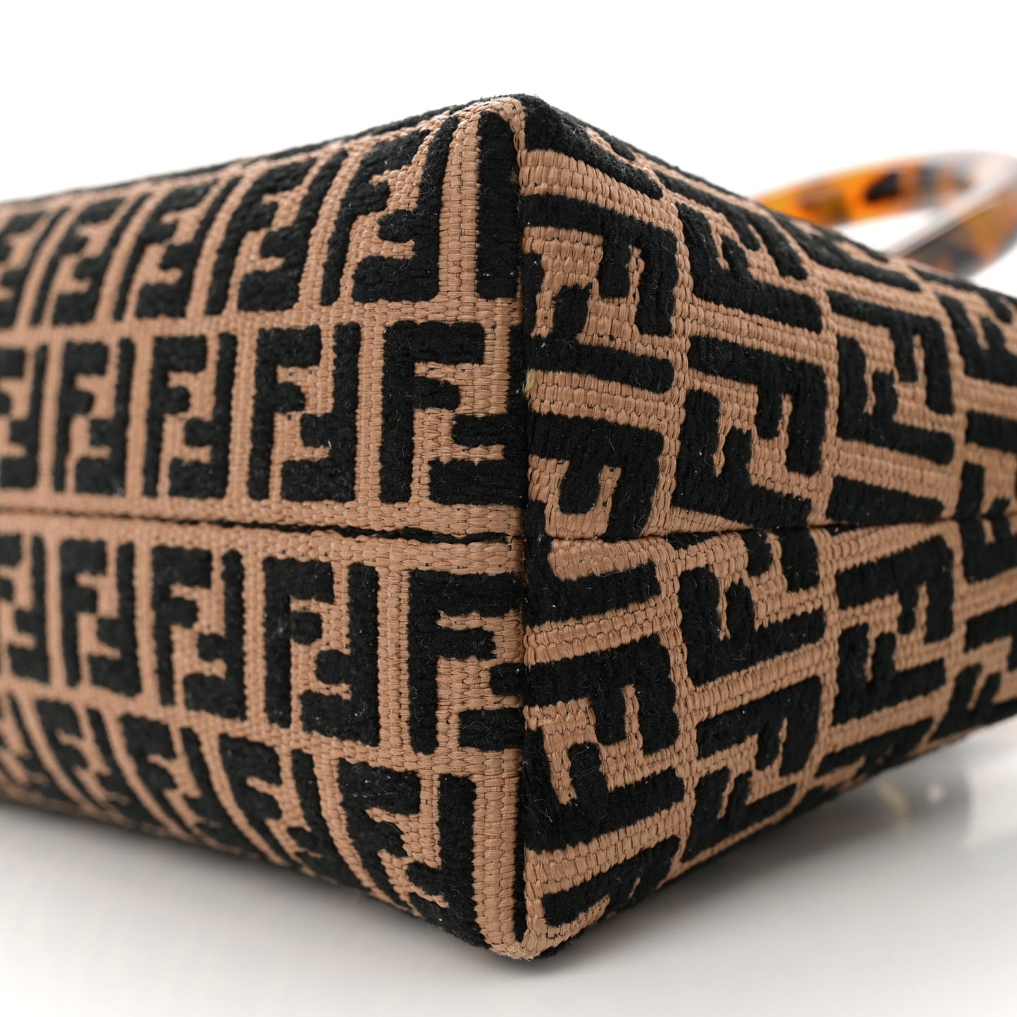 Raffia Chenille Vitello King Plexiglass Micro FF Mini By The Way Top Handle Boston Bag Naturale Black