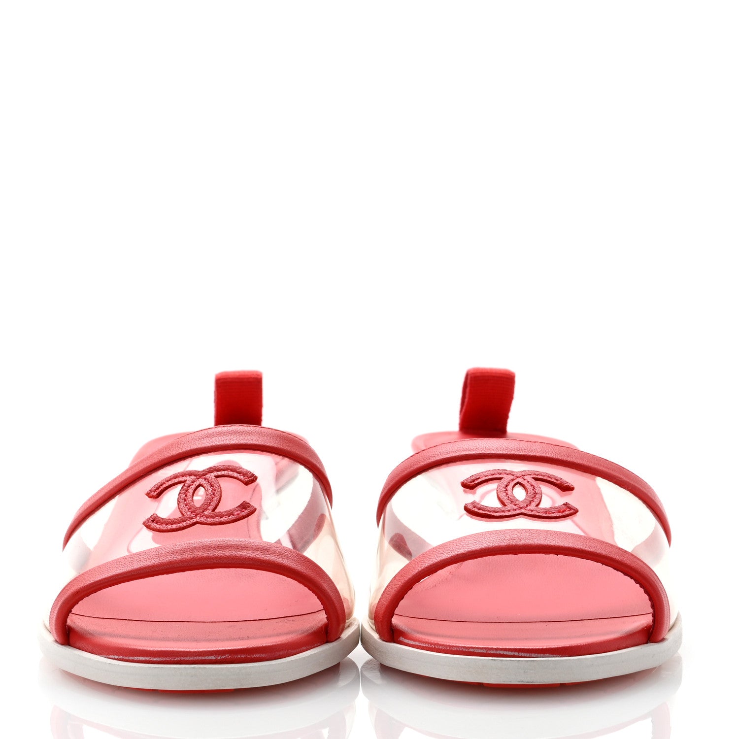 Chanel Lambskin PVC Mule Transparent 37 Red 2 of 8