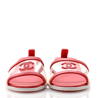 Chanel Lambskin PVC Mule Transparent 37 Red 2 of 8