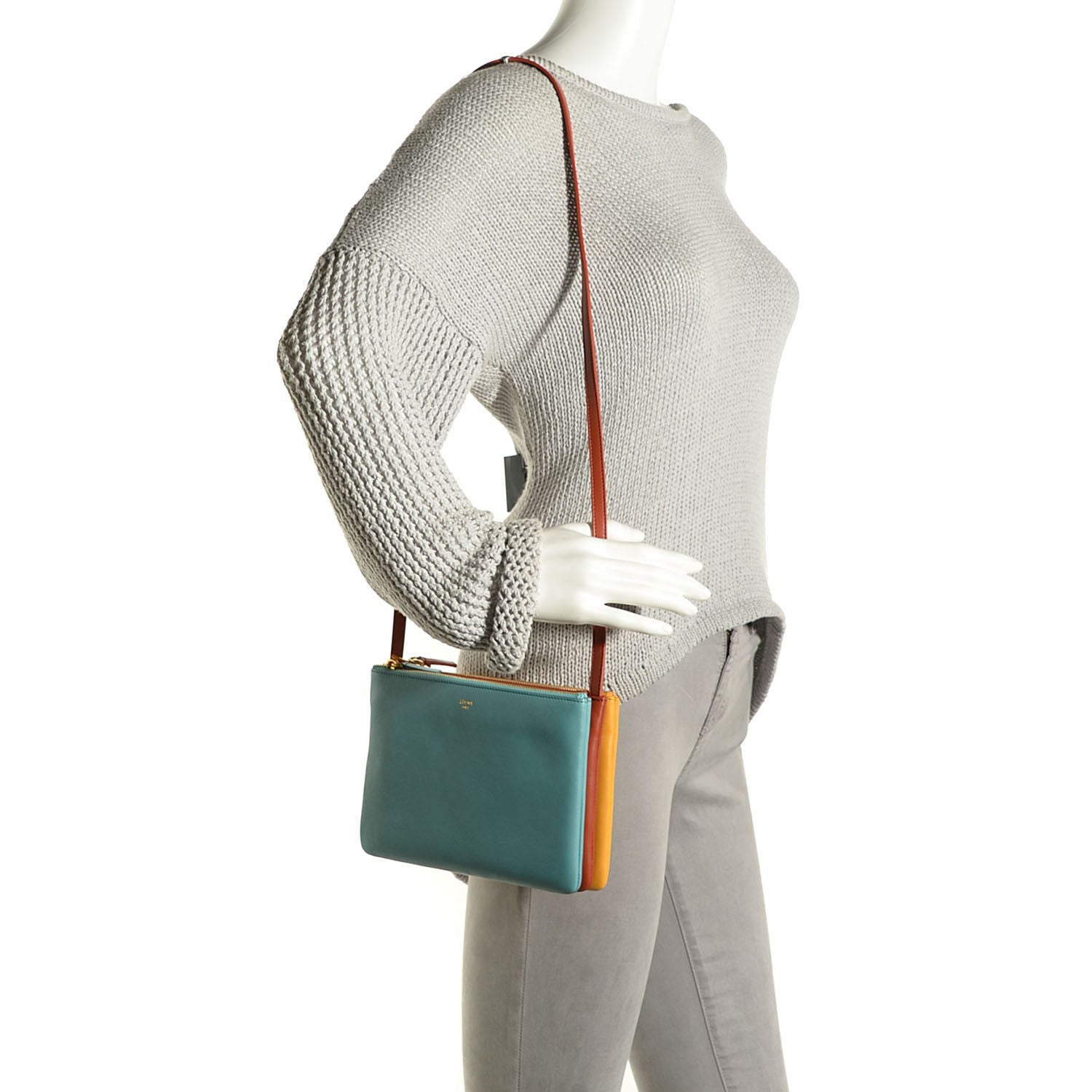 Celine Lambskin Small Multicolor Trio Crossbody Bag Antarctic 2 of 8