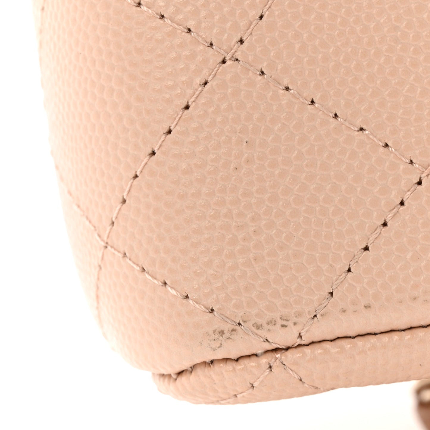 Caviar Quilted Medium Double Flap Light Beige