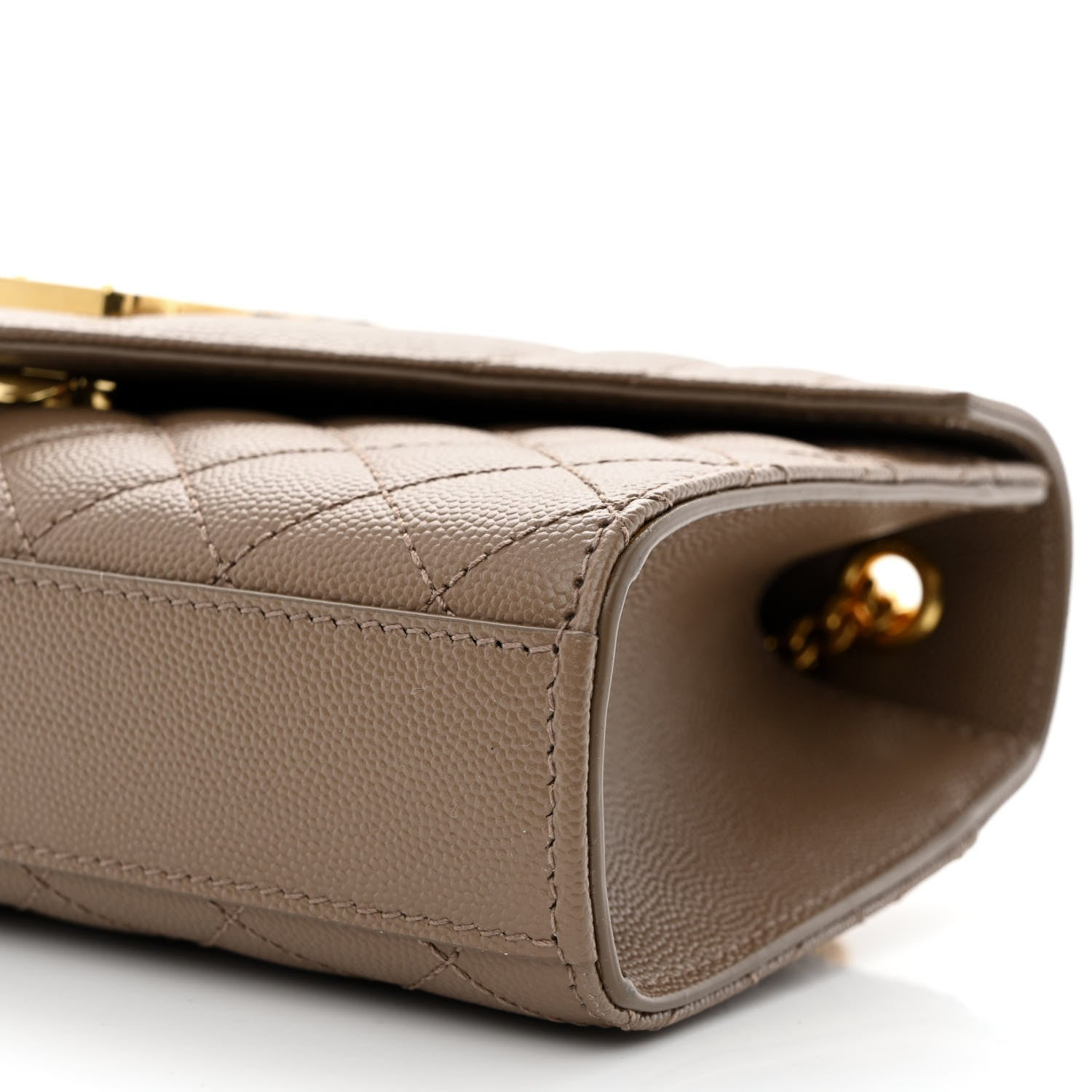Saint Laurent Grain De Poudre Textured Mixed Matelasse Triquilt Small Monogram Satchel Taupe 10 of 14