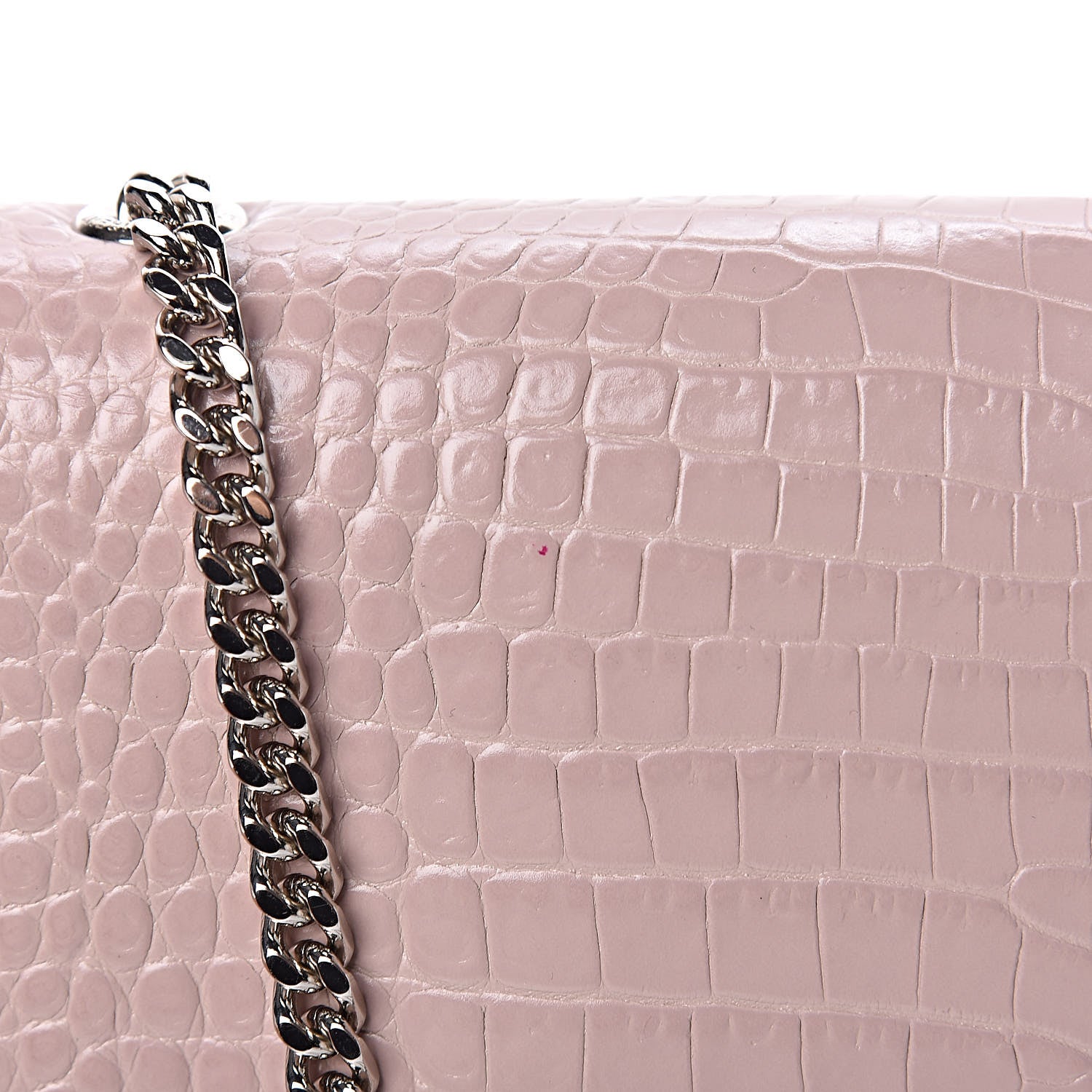 Saint Laurent Calfskin Crocodile Embossed Medium Classic Monogram Kate Tassel Satchel Powder Pink 8 of 11