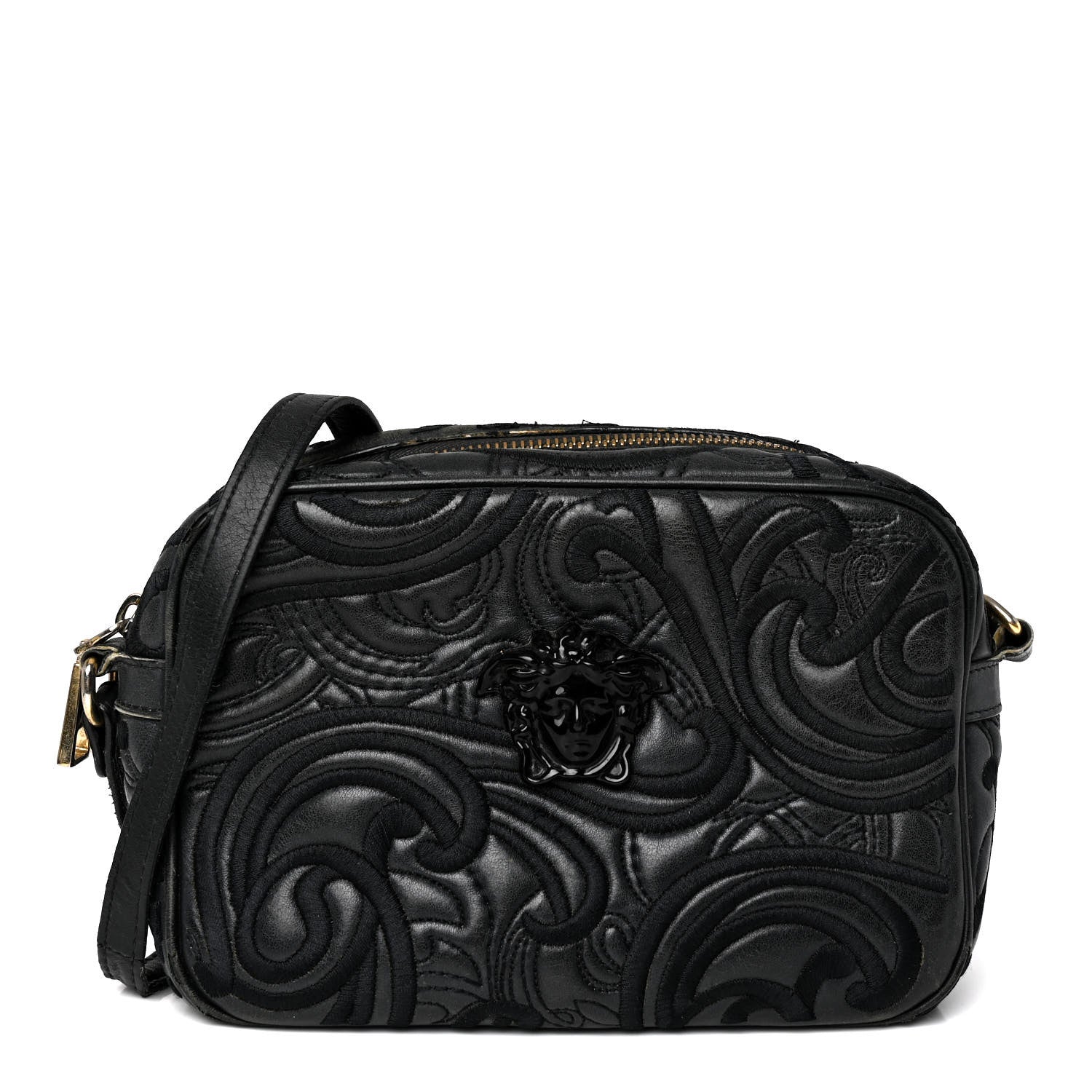 Versace Nappa Embroidered Baroque Palazzo Camera Bag Black 1 of 14