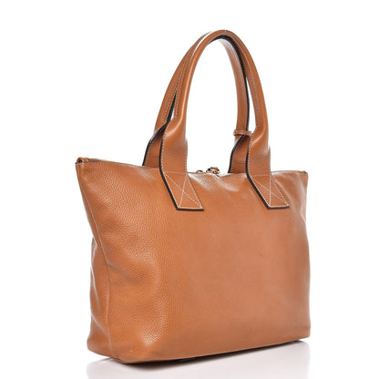 Alexander McQueen Pebbled Calfskin Skull Padlock Zip Tote Cognac 3 of 19