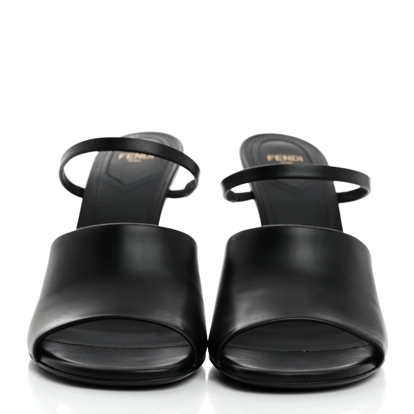 Calfskin Fendi First 95mm Slide Sandals 40 Black