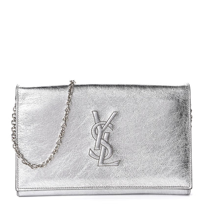 Saint Laurent Metallic Crinkled Calfskin Belle de Jour Chain Clutch Silver 1 of 9