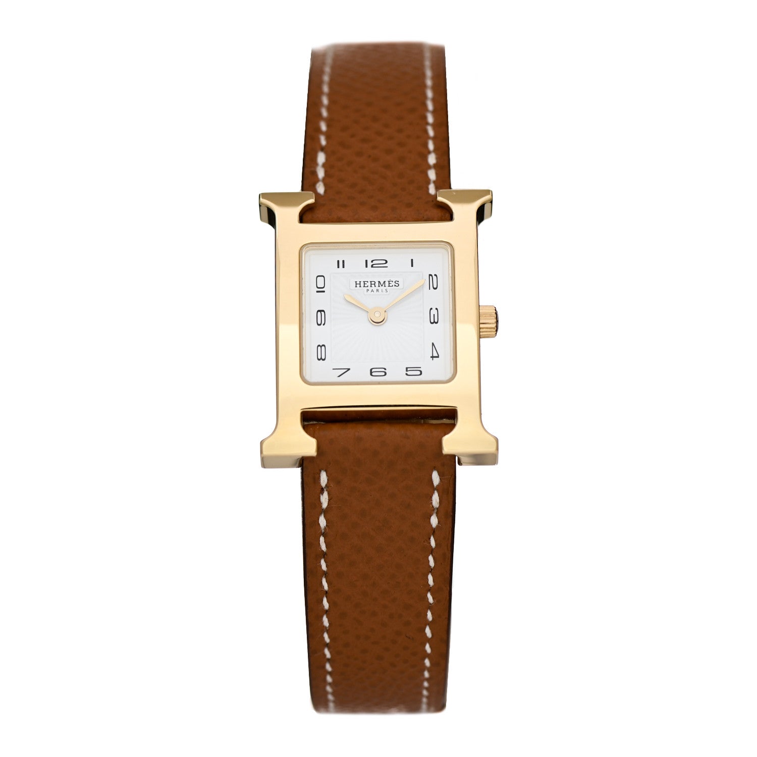 Hermes Stainless Steel Epsom 21mm Heure H Hour Quartz Watch Gold 1 of 5