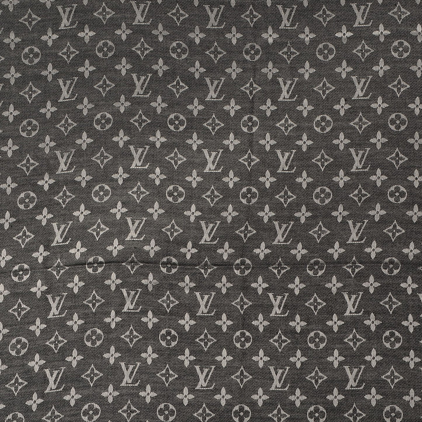 Silk Wool Monogram Denim Shawl Black
