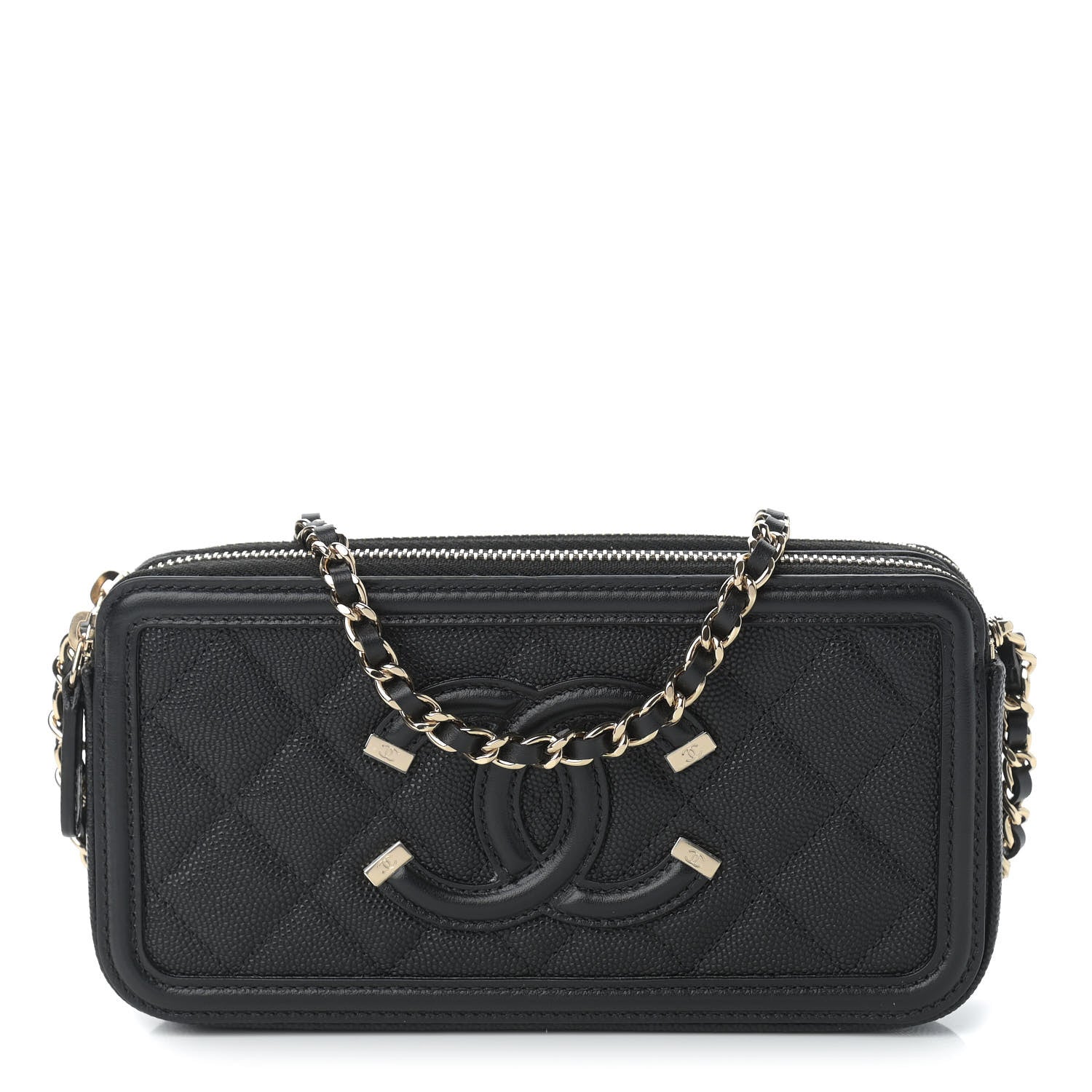 Chanel Caviar Quilted CC Filigree Clutch With Chain Black 1 of 13