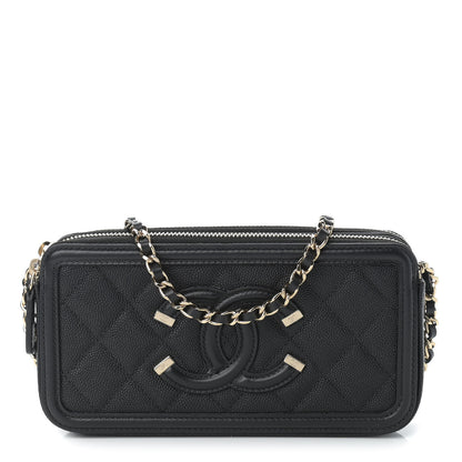 Chanel Caviar Quilted CC Filigree Clutch With Chain Black 1 of 13