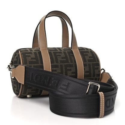 Fendi Recycled Fabric Jacquard Vitello Grace FF 1974 Mini O'Lock Bowling Bag Tobacco Moro Sand 3 of 10